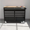 46 in. W x 24.5 in. D 9-Drawer Gloss Black Deep Tool Chest Mobile Workbench with Hardwood Top and Power Station